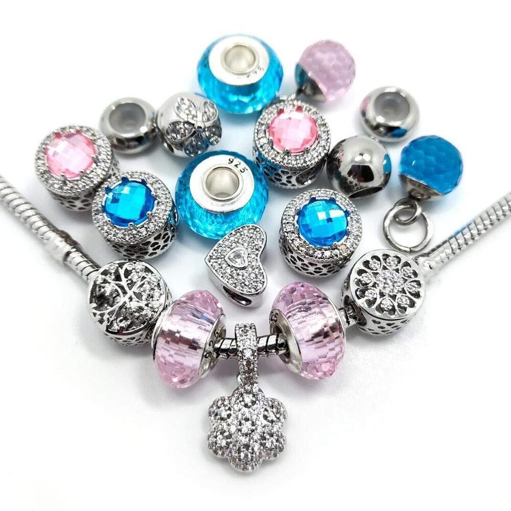 8892 Mixed Beads 20pcs Jewelry Making Charms Micro-Set Rhinesotone Big Hole